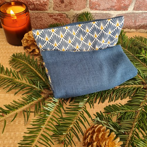 Bouillotte sèche déhoussable ecailles bleu