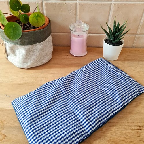 Bouillotte sèche déhoussable vichy bleu