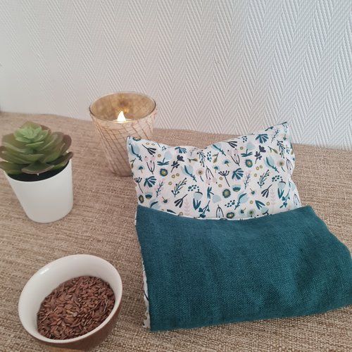 Bouillotte sèche déhoussable fleurs bleues