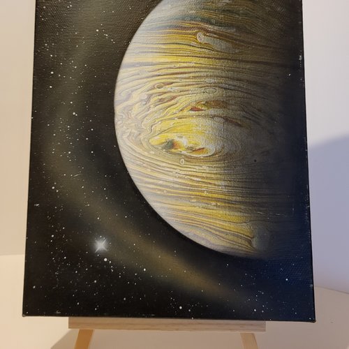 Petit tableau sur toile tendue, réalisé à l' aérographie, " l'univers"