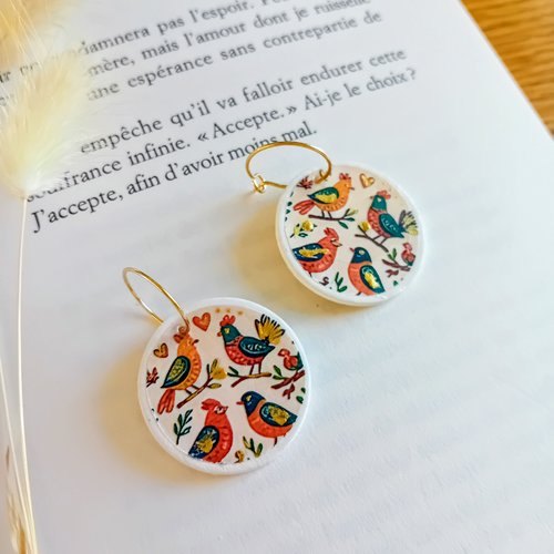 Boucles d'oreilles artisanales oiseaux
