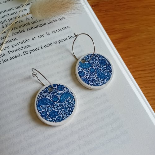 Boucles d'oreilles artisanales en argile naturelle