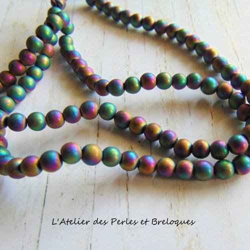 10 perles en hematite multicolore 4 mm (r026) 
