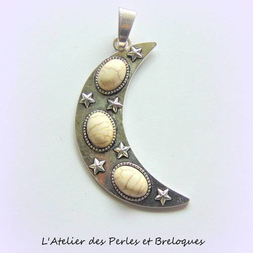 Grand pendentif boheme croissant de lune (r583) 