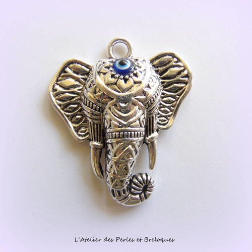 Grand pendentif tete d'elephant (r146) 