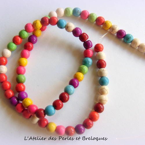 10 perles en howlite de couleur - diam. 6 mm (r260) 