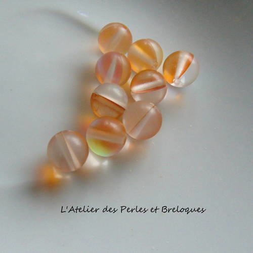 5 perles polaris orange givré  - diam. 8 mm (r816) 