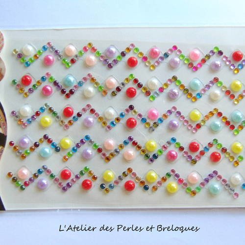 1 planche de stickers  strass  et cabochons multicolores (r336) 
