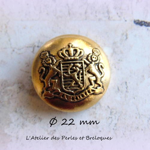 5 boutons blason or vieilli (r245) 