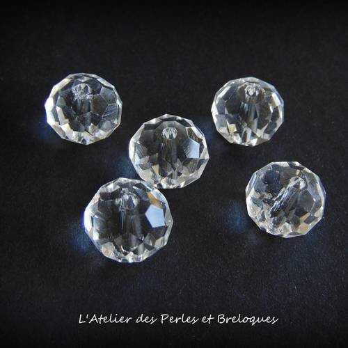 5 perles en cristal transparent ø 10 mm (r421) 