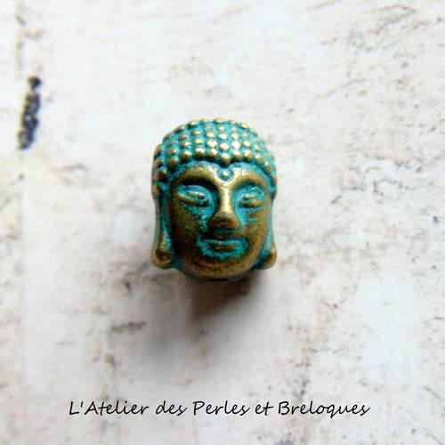 Perle tete de bouddha patine bronze (r051) 