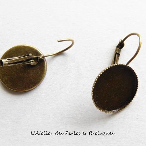 2 boucles d'oreille supports cabochons ø18 mm (r921) 