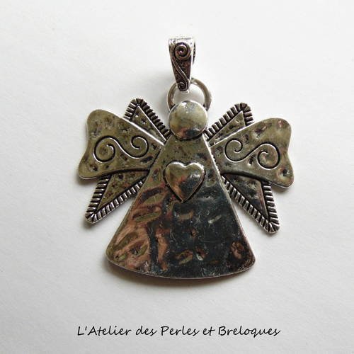 Grand pendentif ange metal argente  (r728)