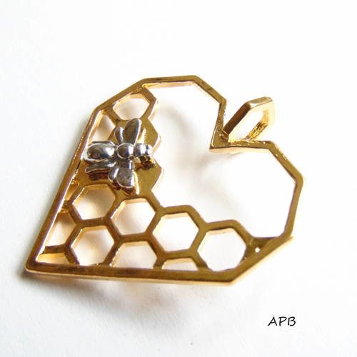 Pendentif coeur abeille (r388) 