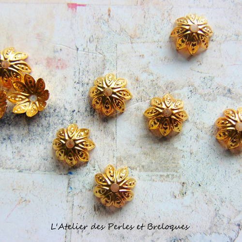 10 coupelles fleur metal dore (873) 