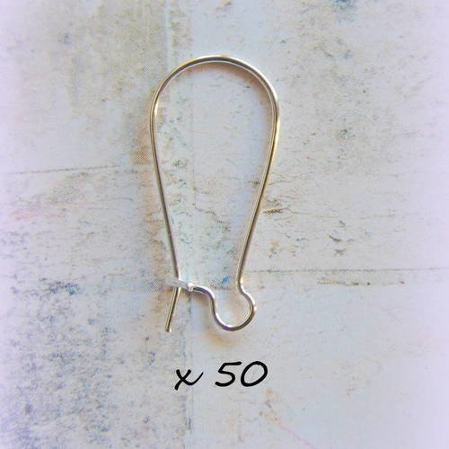 50 supports boucles d'oreille dormeuses metal argent (r951) 