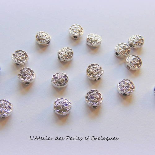 10 perles intercalaires rondes et plates ø 7 mm  (r782) 