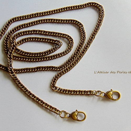 Chaine de sac - anse - metal bronze - fermoirs coeur (r786) 
