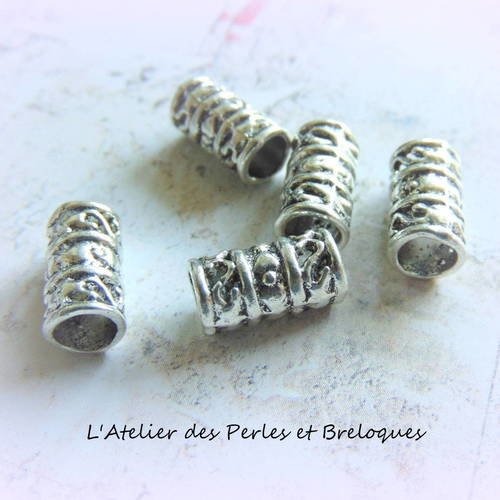 5 perles europeennes metal argente (r785) 