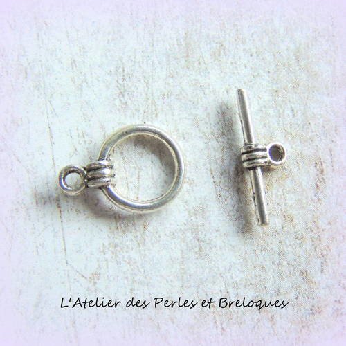 Fermoir toggle metal argent  11 x 15  mm (r369) 
