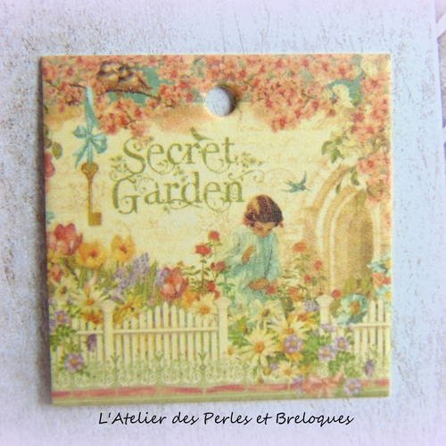 5 etiquettes "secret garden" 40 mm x 40 mm (r980) 