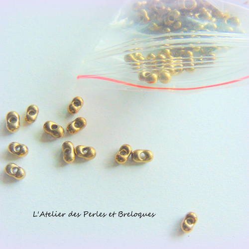 Perles de rocaille en verre or vieilli - 10 g  - 4 mm x 2 mm (378) 