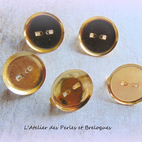 5 broches supports cabochon - metal dore (r682) 