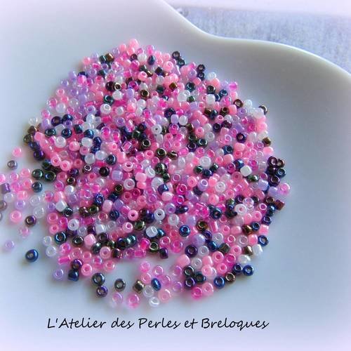 10g perles de rocaille en verre couleurs melangees  2 mm (644) 