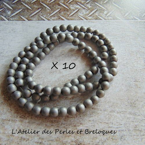 10 perles en hematite gris aluminium 4 mm (r023) 