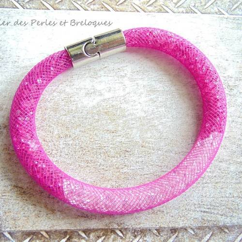 Bracelet stardust resille tubulaire rose (r711) 