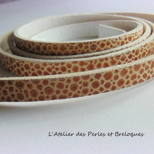 20 cm de laniere cordon plat en pu marron clair motif leopard 