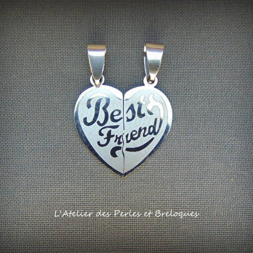 Pendentif coeur brise separable amitie 