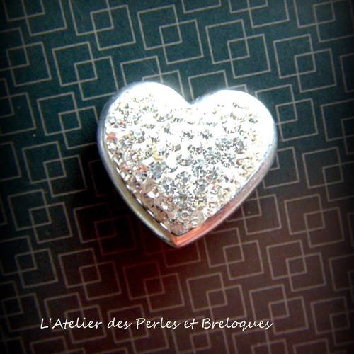 Bouton pression "chunk" coeur avec strass 