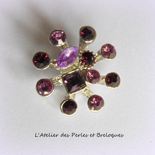 Bouton pression "chunk" strass violets 