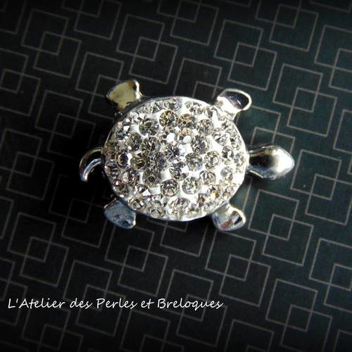 Bouton pression "chunk" tortue strass transparents (r567)