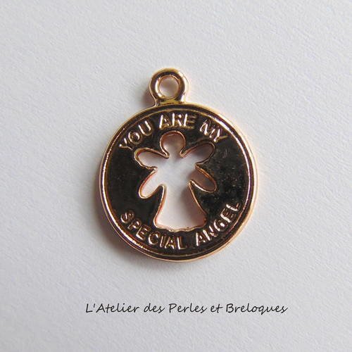 Pendentif medaille dore or rose ange 