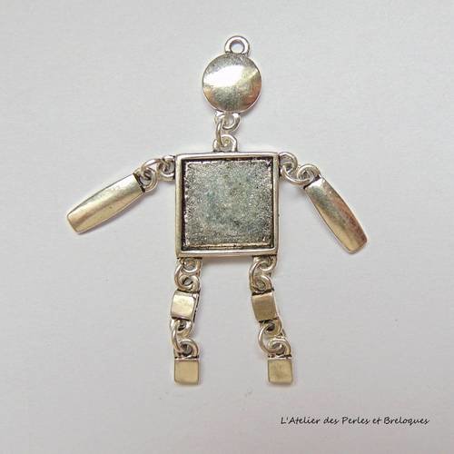 Pendentif robot articule support cabochon 