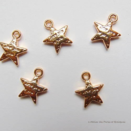 Lot de 5 pendentifs - breloques etoile metal dore 