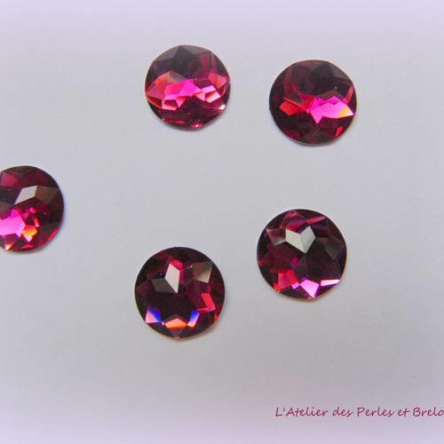 5 cabochons strass fuchsia ø12 mm (r351) 