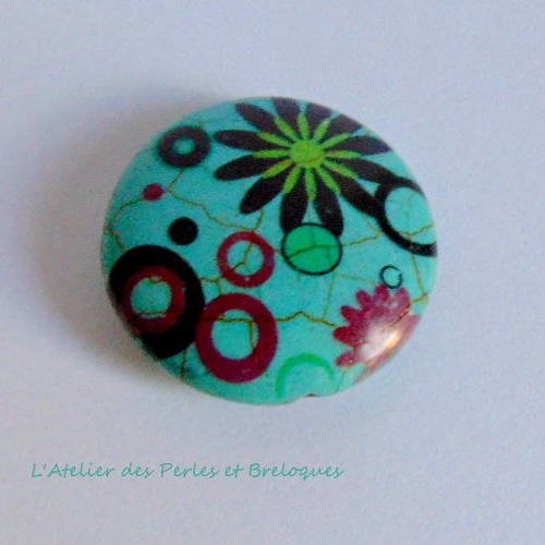 Perle ronde et plate en pierre 25 mm 