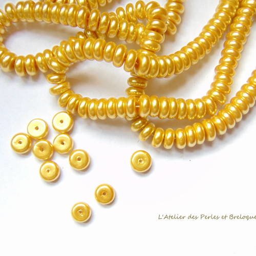 Lot de 20 perles en verre forme abaque 8 x 4 mm 