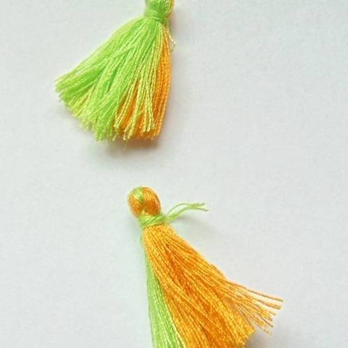 Lot de 5 pompons en coton orange et vert (r873) 