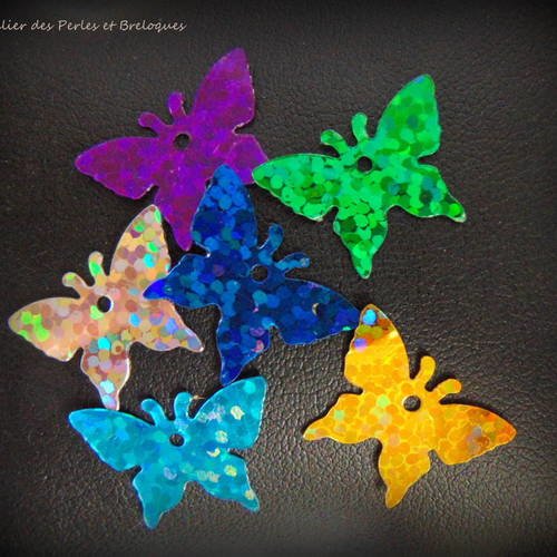 Lot de 20 paillettes papillons hologramme (r746) 