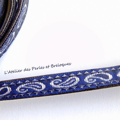 Ruban cordon plat simili cuir et tissu 11 mm (r904) 