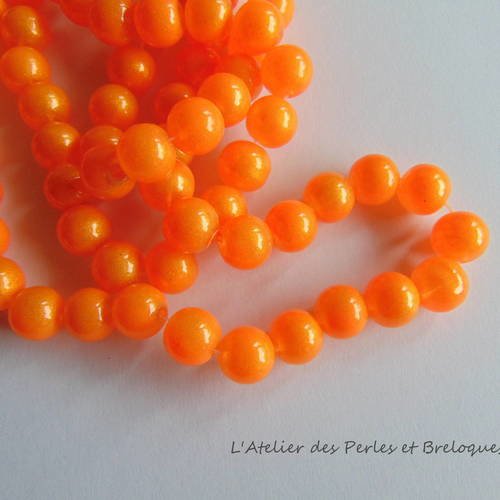 Lot de 10 perles en verre orange vif 10 mm