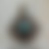 Grand pendentif boheme turquoise/metal argente (r157) 