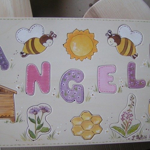 Puzzle personnalisé  avec prénom*thème abeilles.