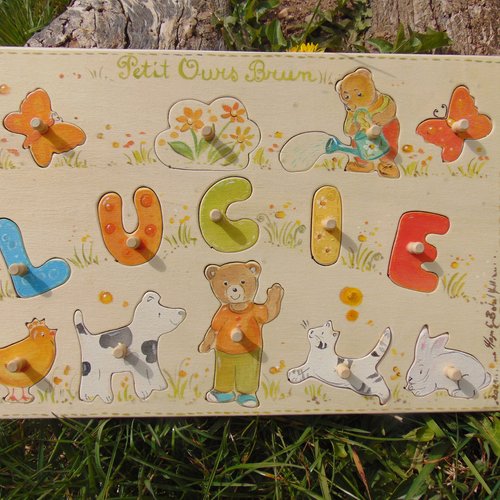 Puzzle personnalisé  avec prénom*thème animaux de la ferme et oursons