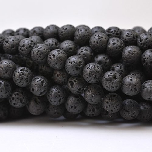 Perles en pierre de lave naturelle noire