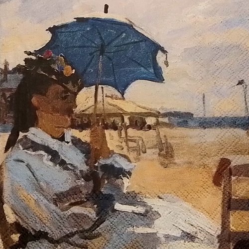 Serviette en papier eugène boudin  - la femme à  l’ombrelle
